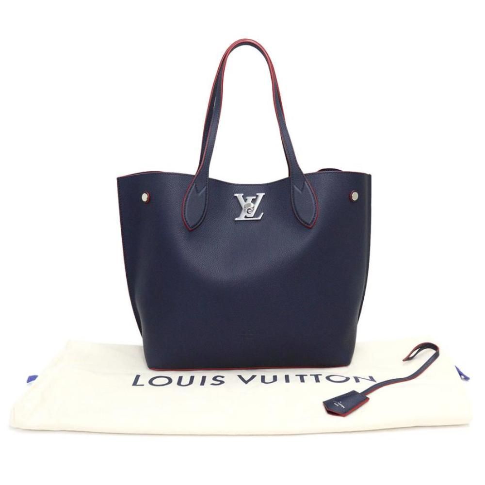 Louis Vuitton LockMe Go Tote Bag Grain Calf Leather Marine Rouge Navy - Picture 2 of 10